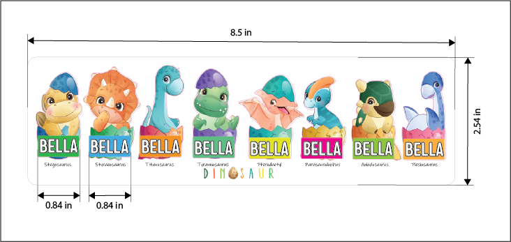 Dinasaur Babies Custom Name Back to School Cute Stickers