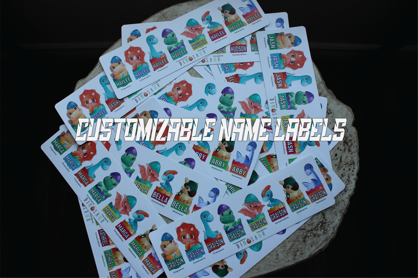 Dinasaur Babies Custom Name Back to School Cute Stickers