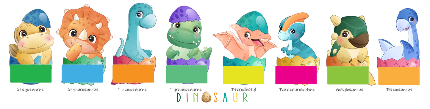 Dinasaur Babies Custom Name Back to School Cute Stickers