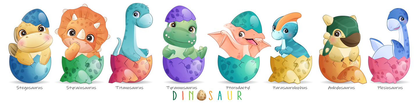 Dinasaur Babies Custom Name Back to School Cute Stickers