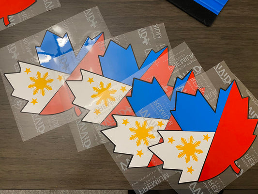 Fil-can Philippine, Canadian Flag, Pinoy, Three Stars & a Sun, Maple leaf, Decal Sticker
